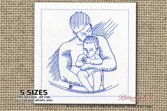 Boy and Father: A Heartwarming Embroidery Design for Seasonal Creations