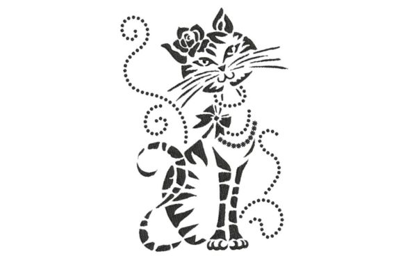 Elegant Cat 2: A Versatile Embroidery Design for Craft Fairs and Handmade Markets