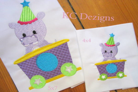 Hippo Sitting in Train: A Playful Embroidery Design for Meaningful Gifts