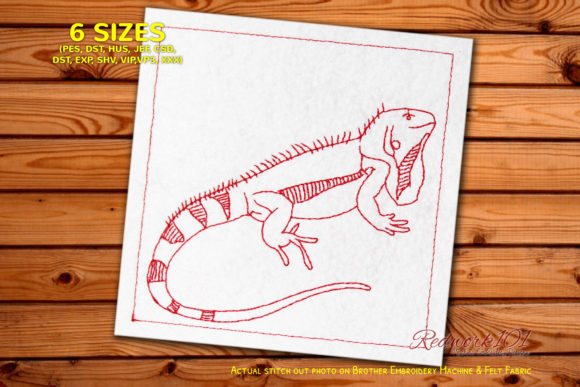 Iguanidae Redwork: A Timeless Embroidery Design for Personalized Gifts