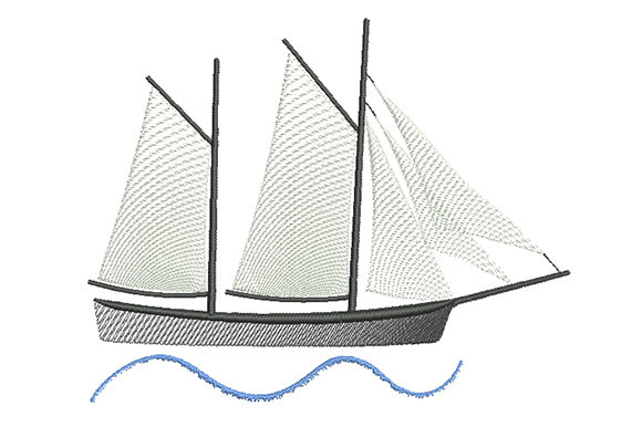 Sailboat with White Sails: A Timeless Embroidery Design for Craft Fairs